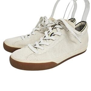 Rothy's The Lace Up Cream Canvas Fashion Sneakers with Brown Sole Women's Size 8